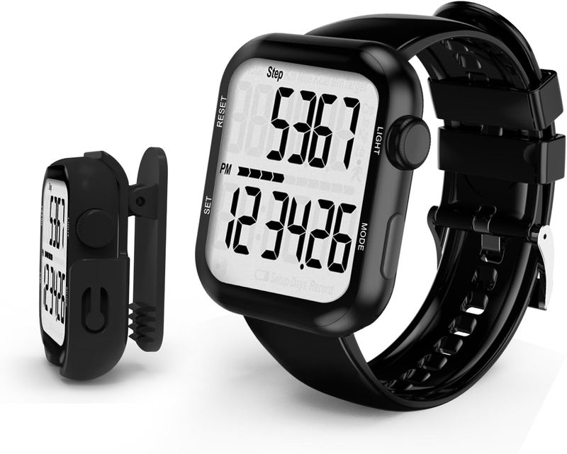 CHAMPOWER Pedometer Watch, Multi-Function Pedometer for Walking Steps and Miles, 3D Super Accurate Step Counter, Track Steps for Men Women Seniors - Image 1
